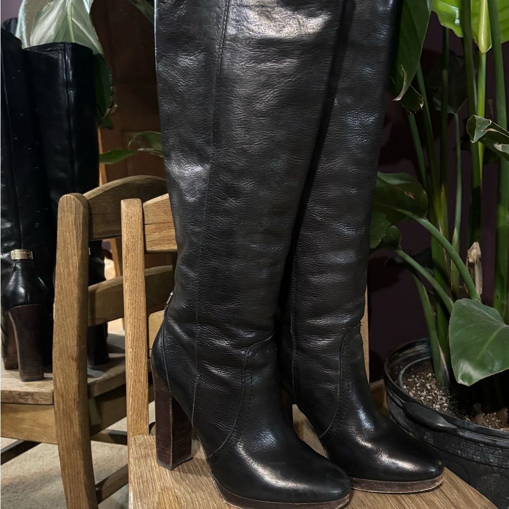 ✨ COACH Alexandra Black Leather Heeled Boots ✨